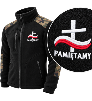 Polar Patriotyczny z Haftem Pamiętamy Krzyż, Czarny -moro